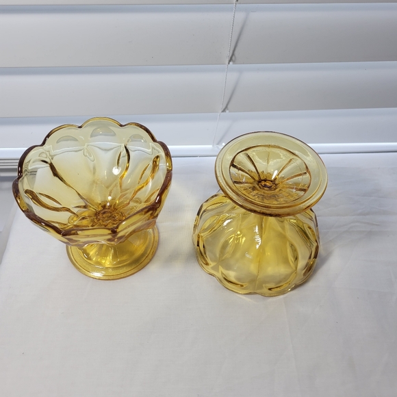 VINTAGE AMBER COMPOTE BOW 2 PICES - Picture 11 of 16
